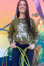 Load image into Gallery viewer, DS OLIVE Wild & Western Sweater