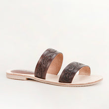 Load image into Gallery viewer, Loyal West Mesa Wanderer Sandals - Black Handtooled Leather