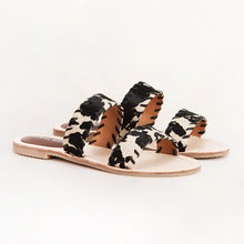 Load image into Gallery viewer, Loyal West Mesa Wanderer Sandals - Black And White Cowhide