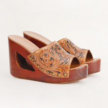 Load image into Gallery viewer, Loyal West Desert Wanderer Sandals - Dark Brown Handtooled Leather