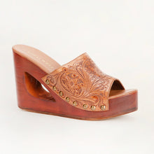 Load image into Gallery viewer, Loyal West Desert Wanderer Sandals - Light Brown Handtooled Leather