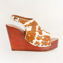 Load image into Gallery viewer, Loyal West Amelia Sandals Brown And White Cowhide