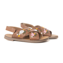 Load image into Gallery viewer, Lilytrail Embroidered Leather Sandals in Tan