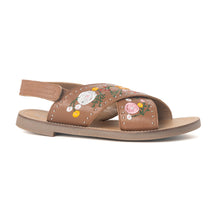 Load image into Gallery viewer, Lilytrail Embroidered Leather Sandals in Tan