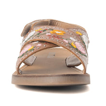 Load image into Gallery viewer, Lilytrail Embroidered Leather Sandals in Tan