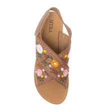 Load image into Gallery viewer, Lilytrail Embroidered Leather Sandals in Tan