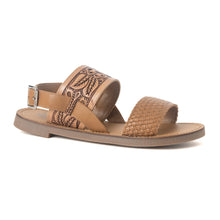 Load image into Gallery viewer, Pinehorn Handtooled Leather Sandals in Oak Brown