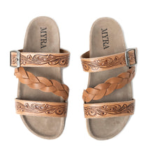 Load image into Gallery viewer, Dustbark Handtooled Leather Sandals in Rustic Tan