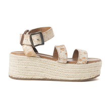 Load image into Gallery viewer, Longhorn Lasso Leather Sandals in Brown & White Hairon