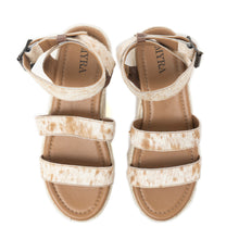 Load image into Gallery viewer, Longhorn Lasso Leather Sandals in Brown & White Hairon