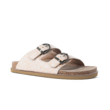 Load image into Gallery viewer, Myra Desert Lily Embossed Leather Sandals in Antique White