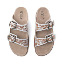 Load image into Gallery viewer, Myra Marlowe Western Handtooled Leather Sandals in Ivory Bloom