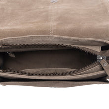 Load image into Gallery viewer, Myra Amberwood Suede Leather Boot Embroidered Bag in Olive Taupe