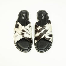 Load image into Gallery viewer, Myra El Paso Dawn Hairon Leather Sandals in Speckled White