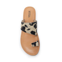 Load image into Gallery viewer, Myra Cattle Trail Hairon Leather Sandals in Ivory Cowhide