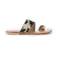 Load image into Gallery viewer, Myra Cattle Trail Hairon Leather Sandals in Ivory Cowhide