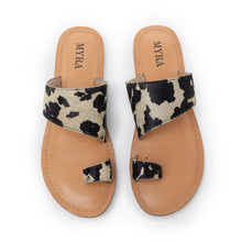 Load image into Gallery viewer, Myra Cattle Trail Hairon Leather Sandals in Ivory Cowhide