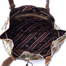 Load image into Gallery viewer, Myra Southern Bloom Cotton & Leather Bucket Bag in Chestnut Beige