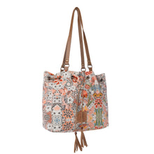 Load image into Gallery viewer, Myra Southern Bloom Cotton & Leather Bucket Bag in Clay Blossom