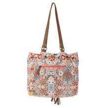 Load image into Gallery viewer, Myra Southern Bloom Cotton & Leather Bucket Bag in Clay Blossom