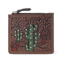 Load image into Gallery viewer, Myra Briar Creek Handtooled Leather Credit Card Holder in Sage Tan