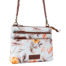Load image into Gallery viewer, Myra Maple Ridge Cotton & Leather Crossbody Bag in Powder Sky