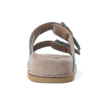Load image into Gallery viewer, Myra Bluebell Ranch Handtooled Leather Sandals in Alpine Teal
