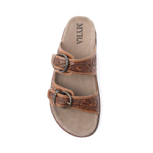 Load image into Gallery viewer, Myra Desert Fern Handtooled Leather Sandals in Autumn Tan