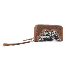 Load image into Gallery viewer, Myra Sunset Ridge Handtooled Hairon Leather Wallet in Honey Snow