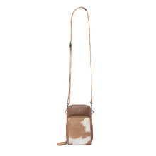 Load image into Gallery viewer, Myra Rustler Ridge Embossed Leather Hairon Sling Bag in Sandstone Cream