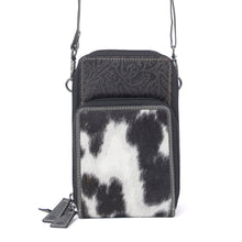 Load image into Gallery viewer, Myra Rustler Ridge Embossed Leather Hairon Sling Bag in Slate Smoke