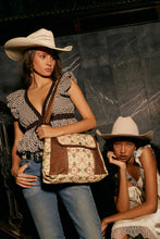 Load image into Gallery viewer, Myra Tribal Hollow Cotton & Leather Crossbody Bag in Indigo Frost