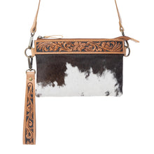 Load image into Gallery viewer, Myra Stone Barrow Hairon Leather Bag in Ochre Frost