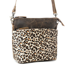 Load image into Gallery viewer, Myra Feline Hairon Leather Crossbody Bag Suede Finish, Leopard Print Front, Adjustable Strap for Everyday Chic