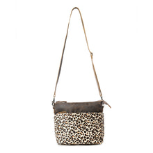 Load image into Gallery viewer, Myra Feline Hairon Leather Crossbody Bag Suede Finish, Leopard Print Front, Adjustable Strap for Everyday Chic