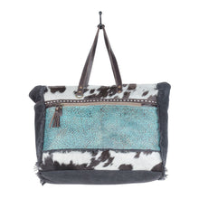 Load image into Gallery viewer, Myra Sea Grass Hair-On Leather Tote - Spacious Cowhide Bag with Embossed Front Pocket for Everyday Elegance
