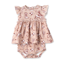 Load image into Gallery viewer, Wild Wrangler/Pink Bamboo Cowgirl Western Skirted Bodysuit
