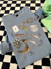 Load image into Gallery viewer, Roadrunner Collage - Blue Crewneck
