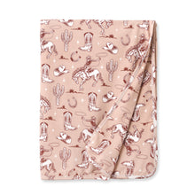 Load image into Gallery viewer, Wild Wrangler/Pink Bamboo Western Cowgirl Stroller Blanket
