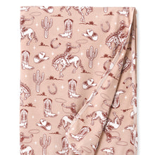 Load image into Gallery viewer, Wild Wrangler/Pink Bamboo Western Cowgirl Stroller Blanket
