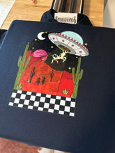 Load image into Gallery viewer, Space Abduction Checkered graphic tee
