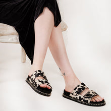 Load image into Gallery viewer, Loyal West Deen Canyon Sandals - Black And White Cowhide
