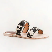 Load image into Gallery viewer, Loyal West Mesa Wanderer Sandals - Black And White Cowhide
