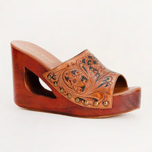 Load image into Gallery viewer, Loyal West Desert Wanderer Sandals - Dark Brown Handtooled Leather
