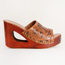 Load image into Gallery viewer, Loyal West Desert Wanderer Sandals - Dark Brown Handtooled Leather
