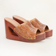 Load image into Gallery viewer, Loyal West Desert Wanderer Sandals - Light Brown Handtooled Leather

