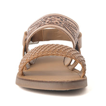 Load image into Gallery viewer, Pinehorn Handtooled Leather Sandals in Oak Brown
