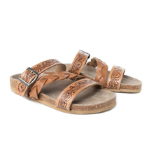 Load image into Gallery viewer, Dustbark Handtooled Leather Sandals in Rustic Tan
