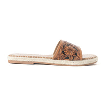 Load image into Gallery viewer, Dustlily Trail Handtooled Sandals in Rawhide Tan
