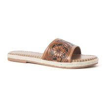 Load image into Gallery viewer, Dustlily Trail Handtooled Sandals in Rawhide Tan
